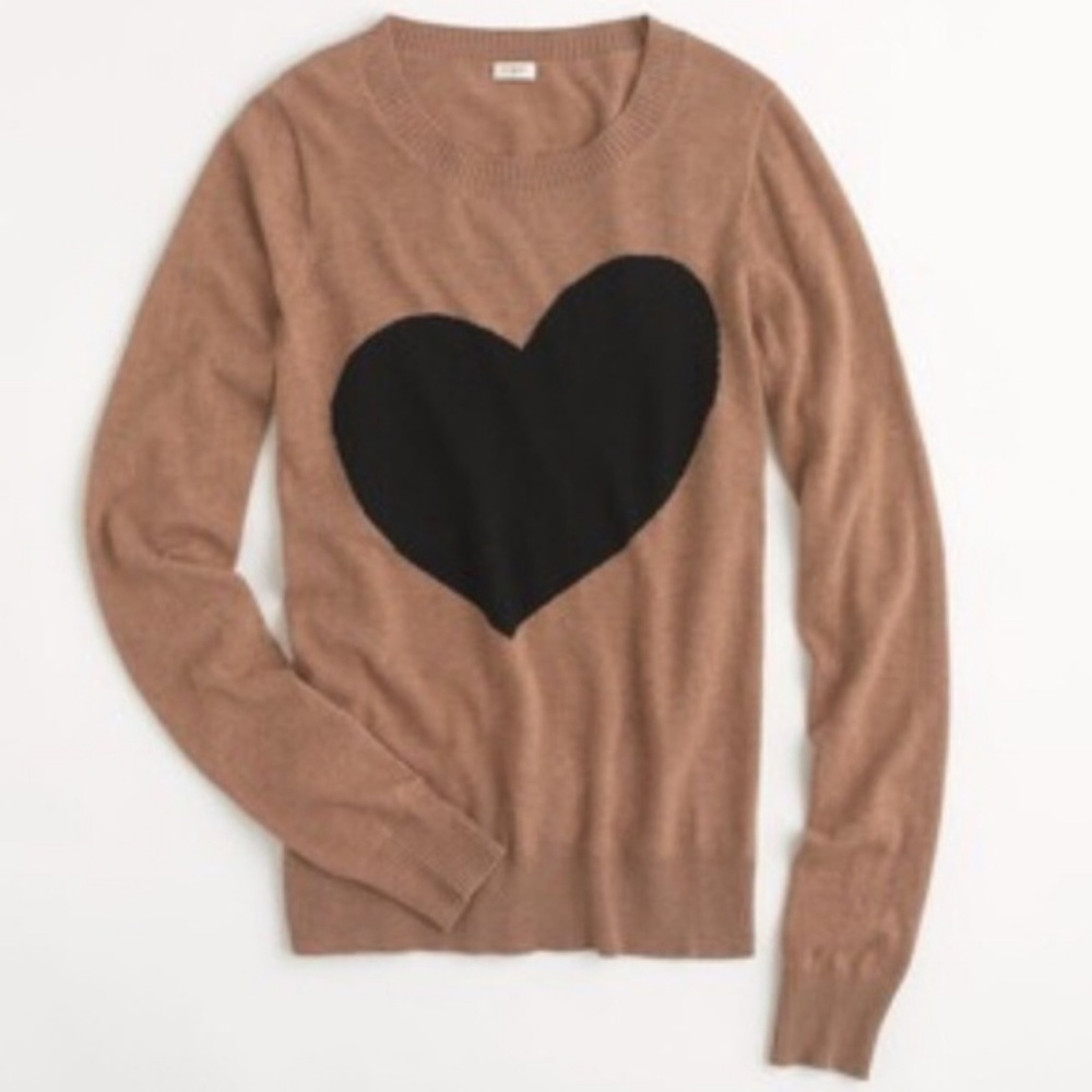 J Crew Heart Crewneck Sweater